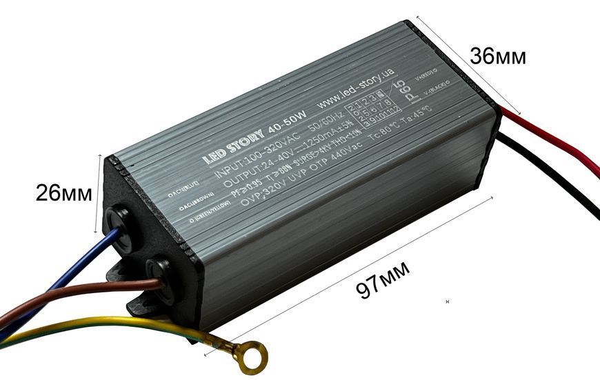 Драйвер светодиода LED 50W 24-40V 1250 мА IP67 LED STORY Premium 21031 фото
