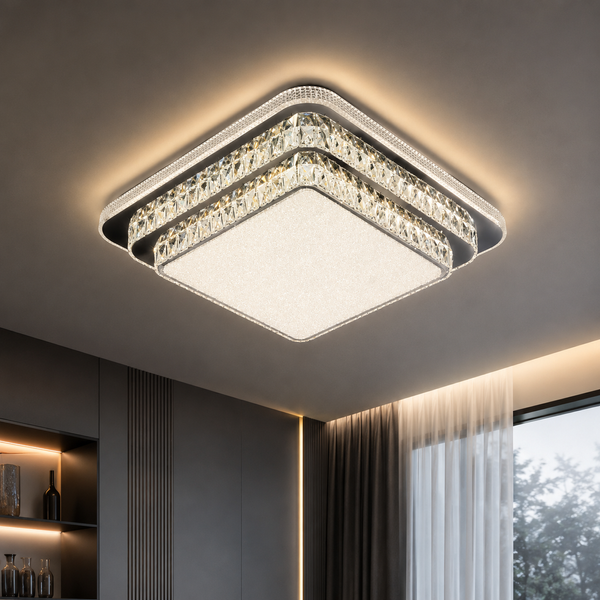 Квадратная led люстра с хрусталем 280Вт 60&times;60 см 3200-6000К IP20 с пультом st-09022 фото