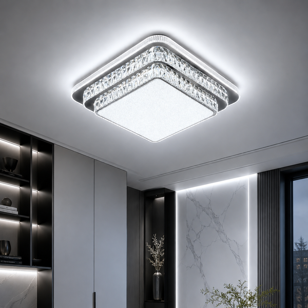 Квадратная led люстра с хрусталем 280Вт 60&times;60 см 3200-6000К IP20 с пультом st-09022 фото
