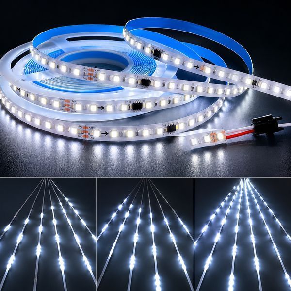 Пиксельная светодиодная LED лента бегущая волна 24V SMD2835 120д.м. IP20 SMART 5500-6000К холодный белый (цена 1 м) st-04675 фото