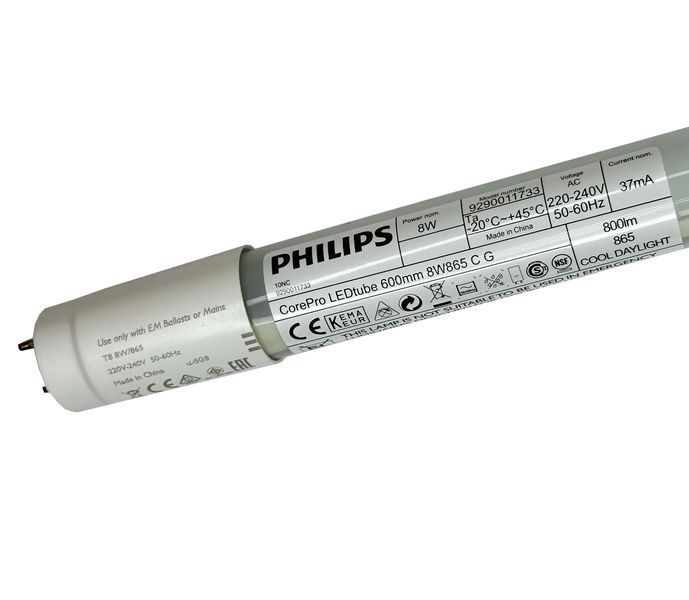 LED лампа Т8 Philips CorePro LEDtube 0,6 м 8W 800Lm 6500K холодне, одностороння PF 0,98 st-01352 фото