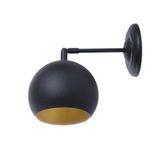 Бра металлическое компактное с шаровидным плафоном под лампу Е27 черное st-09343 фото