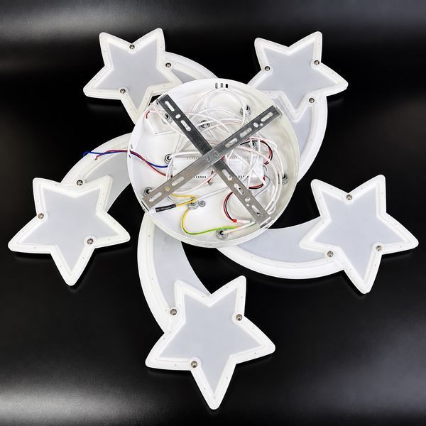 Потолочная led люстра 140W белая с декоративными звездами, пультом и регулировкой света 29079 фото