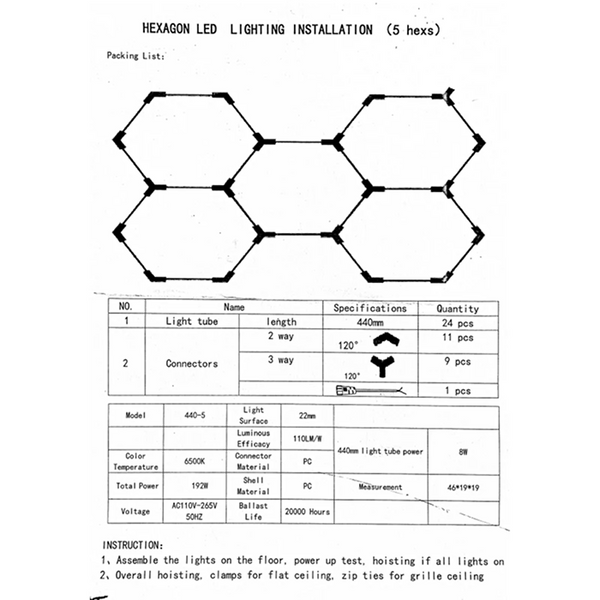 Світильник для комерційних приміщень 168W світлодіодний 18480Lm 5hexs 6500К холодний білий st-08525 фото