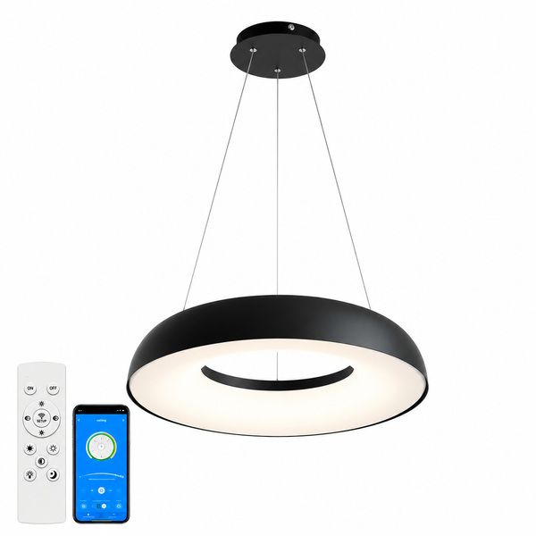 Подвесная led-люстра 80Вт 3200-6000К &Oslash;580мм с регулируемой высотой 300&ndash;1200 мм с пультом, черная st-11015 фото