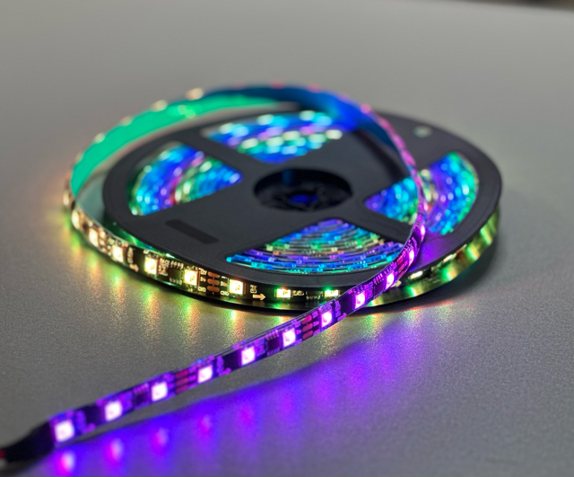 Світлодіодна стрічка RGB SMD 5050 12V 60 д.м. IP65 WS2811 (ціна 1 м) чорна основа 21741 фото