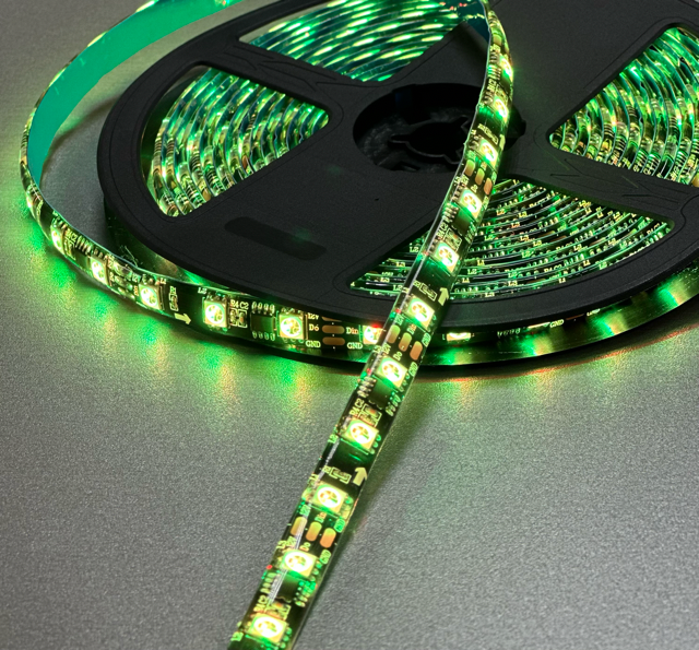 Світлодіодна стрічка RGB SMD 5050 12V 60 д.м. IP65 WS2811 (ціна 1 м) чорна основа 21741 фото