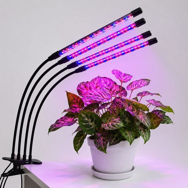 Светодиодная фитолампа 18W 4 ветки USB Full Spectrum 660/450 nm таймер 28773 фото