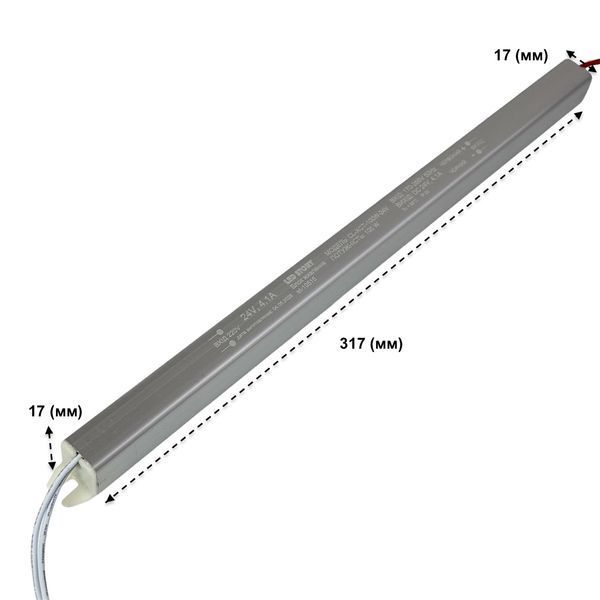 Блок питания 24V 4.1A 100W IP20 ультратонкий длинный корпус LED STORY Profi 28495 фото