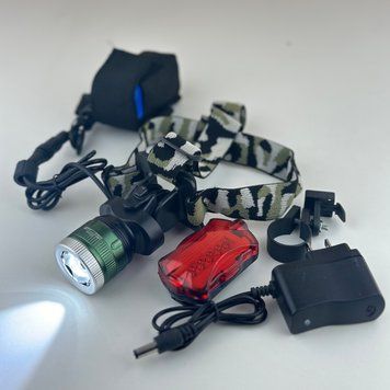 Фонарик налобный LED с акумулятором + велофара 02 T6 21004 фото