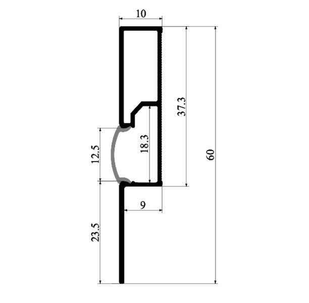 Плинтус алюминиевый с LED подсветкой LSP601 60*10 анодированный 2м ( цена 1м ) 23287 фото