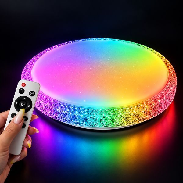 Led светильник потолочный 40W &Oslash;390 мм RGB-CCT звездное небо с пультом, диммированием, 3000K-6000K 28596 фото