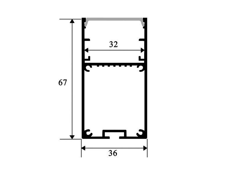 Профіль для LED стрічки LS44 (36mm) з матовим розсіювачем 1м (ціна 1м) 22136 фото