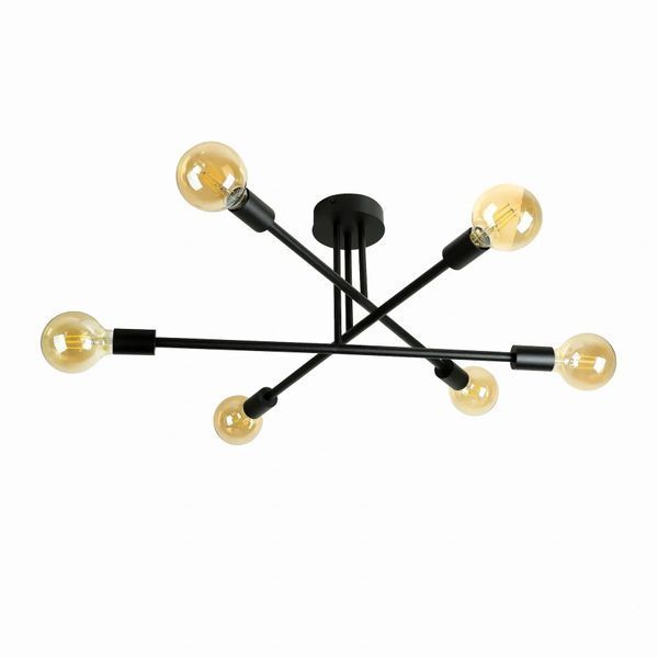 Стельова люстра лофт 6&times;E27 на 3 штангах, чорна 27424 фото