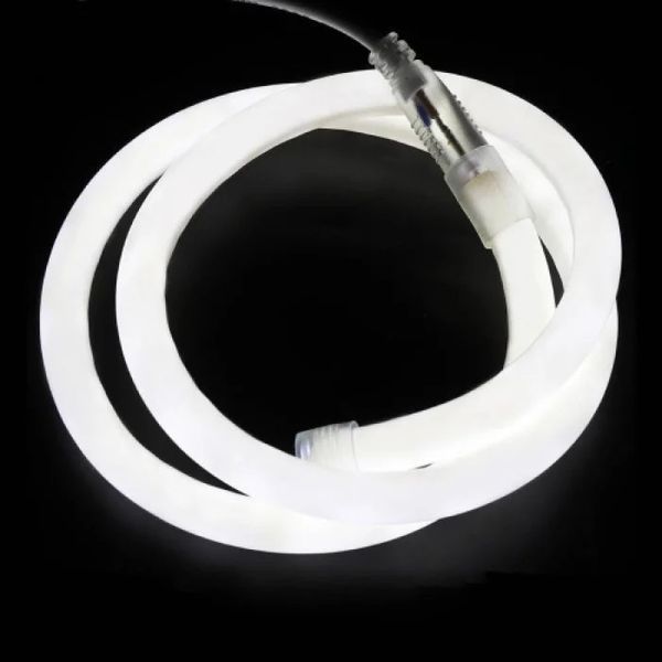 Неоновая лента SMD 2835, IP68, 20-22 Lm, 220V, 15*15, кругла, SILICONE, холодный белый (цена 1 м) 21426 фото