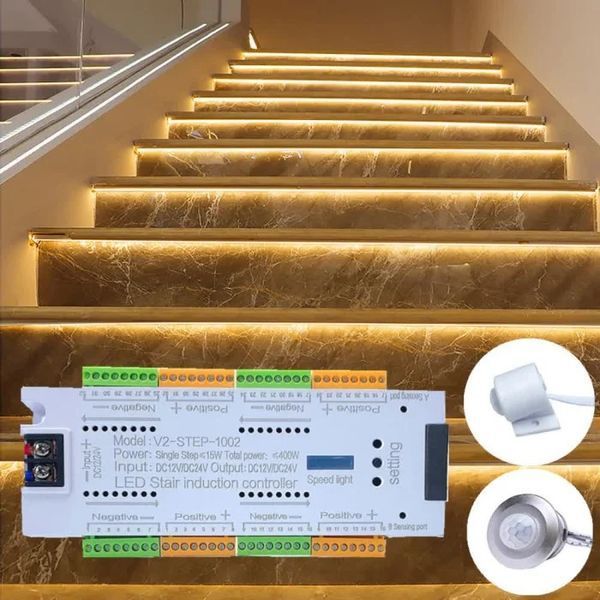 Контроллер для светодиодной подсветки лестницы (до 32 ступеней) V2-STEP-1002 12-24V 24196 фото