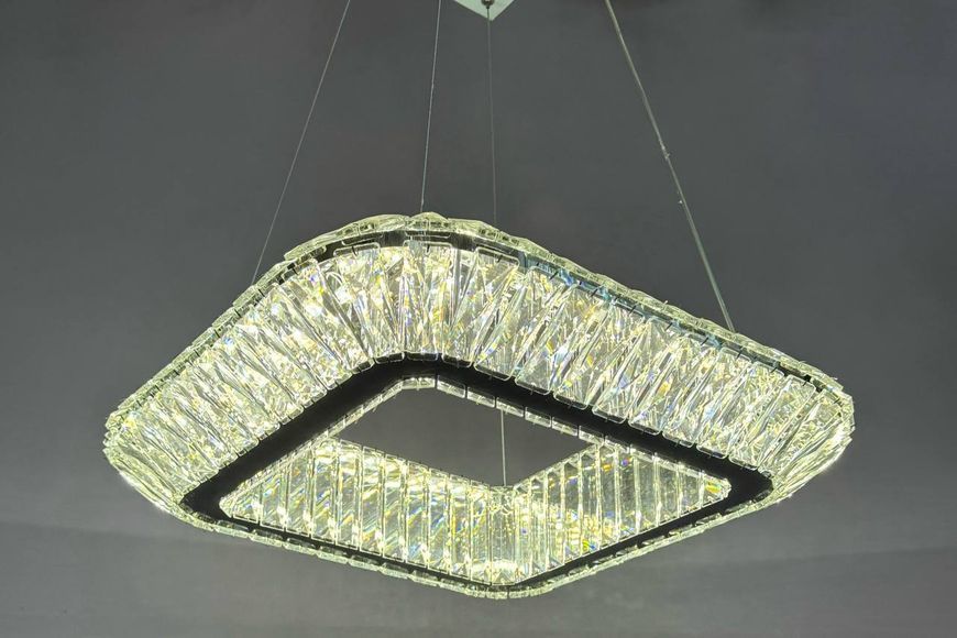 Підвісна квадратна кришталева led люстра 70Вт*2 3200&ndash;6000K IP20 хром з пультом st-09076 фото