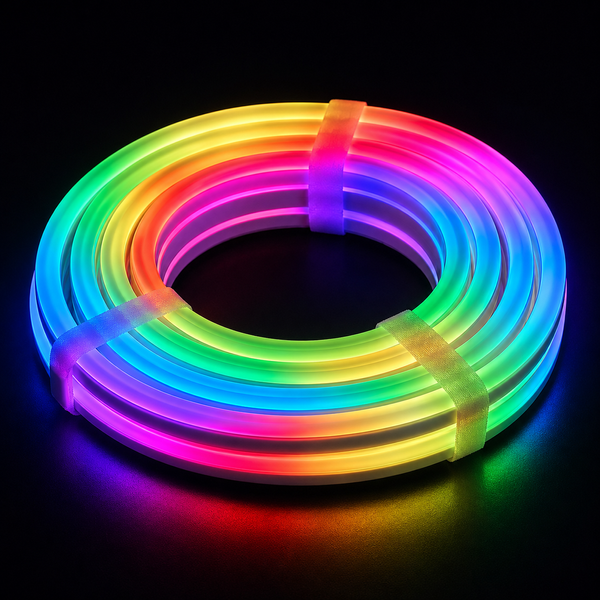 RGB стрічка з пультом неонова 5В від USB 5Вт/м 30 д.м. 39x39 IP65 вулична, бобіна 5м 25289 фото