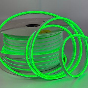 Гибкий led неон зеленый 8Вт/м 12В SMD2835 6&times;12мм IP65 рез 1см (цена 1м) 27769 фото