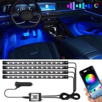 Автомобільне RGB led підсвічування зони ніг 12V 72 лампи з пультом дистанційного керування 27920 фото