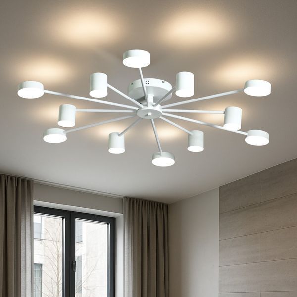 Led люстра біла на 12 модулів 3000-6000К 144Вт IP20 з пультом st-08949 фото