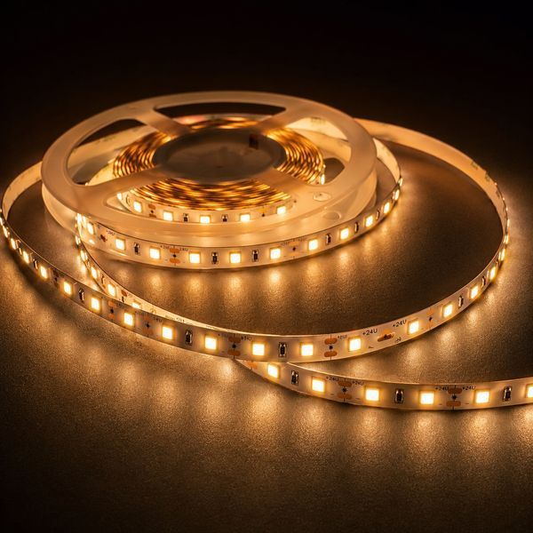 Лента 24В светодиодная 120д.м. 9Вт SMD led 2835 IP20 3000К теплый белый свет 10м (цена 1м) 25178 фото